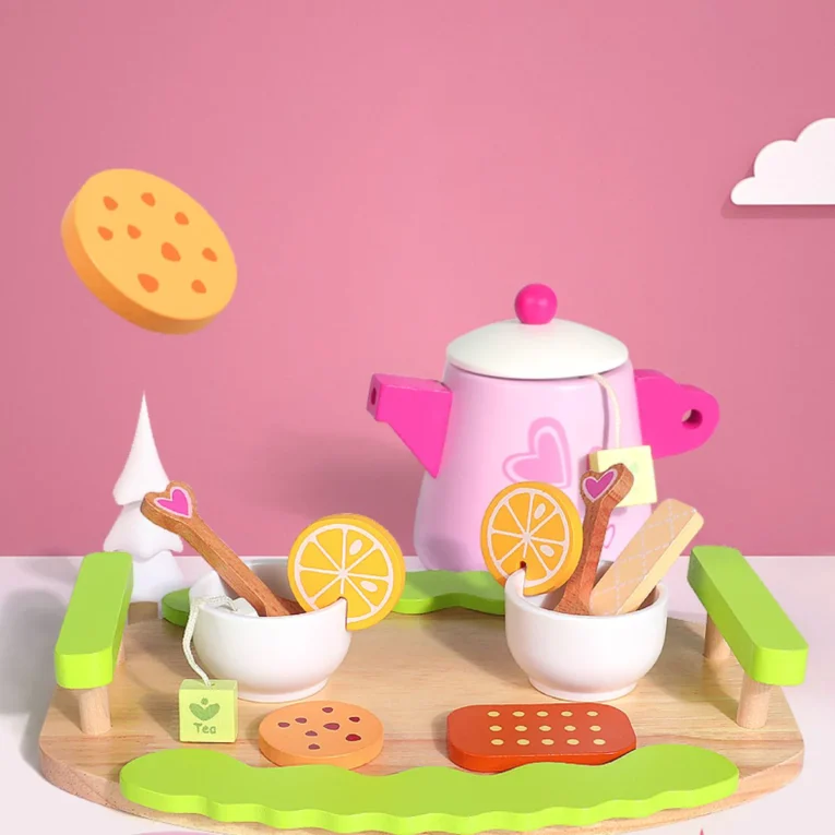 Juego de té de Madera Infantil Pink