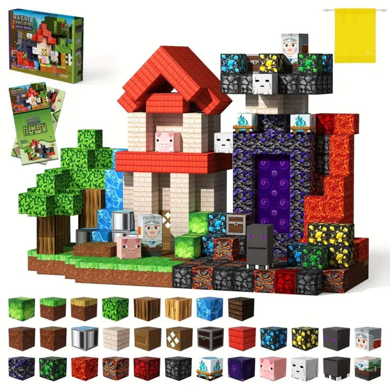 Juego STEM de Cubos Magneticos Forest 80 pcs (Minecraft) (5)