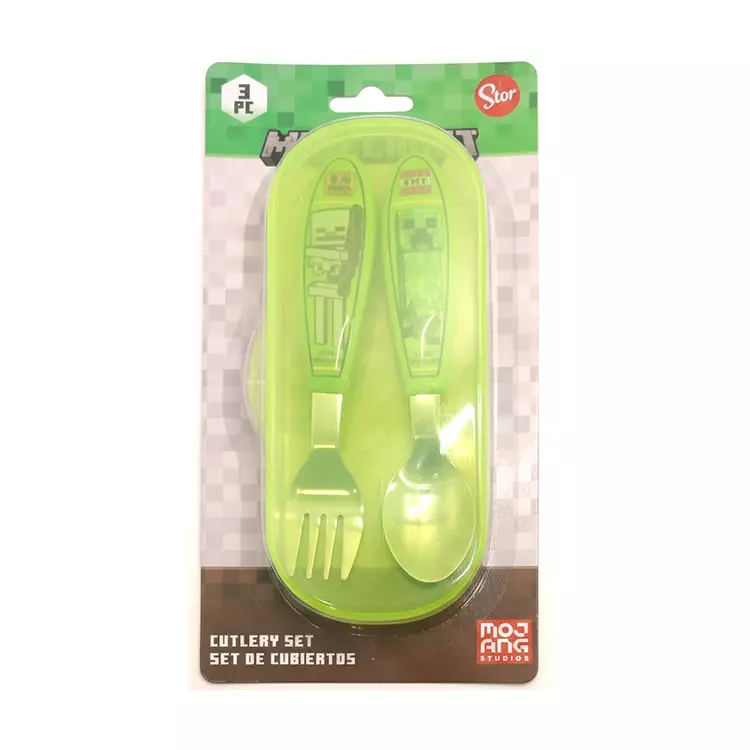 Set de Cubiertos Acero con Estuche Minecraft